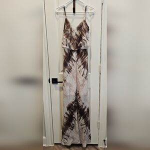 Vince Camuto Brown and Cream Maxi Dress